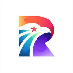 Poster - eagle logo with letter r concept