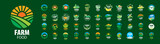 Fototapeta Boho - A set of vector Farm Food logos on a green background