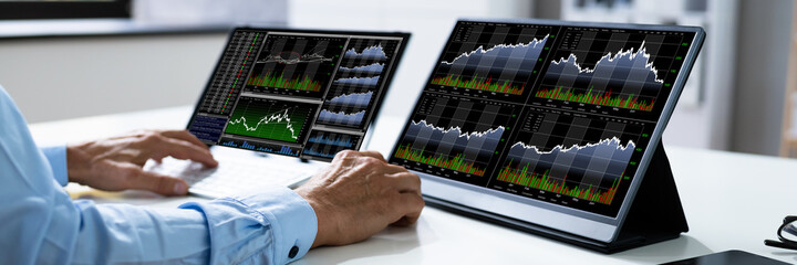 Poster - Man Trading Stock Market Exchange Online