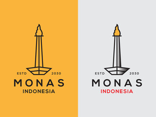 Sticker - Vector Design of Monas Indonesia Logo Template