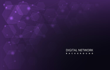 Poster - Purple Hexagon Digital Network Connection Internet Technology Background