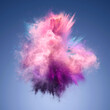 Explosion of pink, violet and blue powder