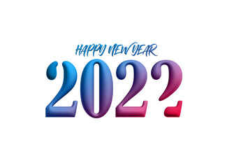 Canvas Print - 3D Effect Happy New Year 2022 Text Typography Design Patter, Vector illustration.