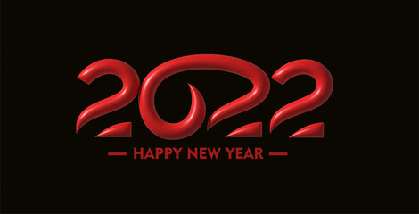 Canvas Print - 3D Effect Happy New Year 2022 Text Typography Design Patter, Vector illustration.