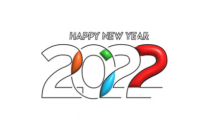 Canvas Print - 3D Effect Happy New Year 2022 Text Typography Design Patter, Vector illustration.