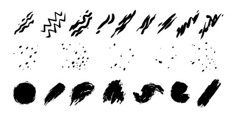 Wall Mural - set of ink brush collections in various strokes. scribbled, splattered, smeared. the black paintbrus