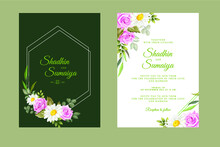 Elegant Wedding Card With Beautiful Floral And Leaves Template Vector Design