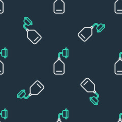 line medical oxygen mask icon isolated seamless pattern on black background. vector