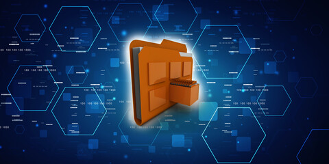 Poster - 3d rendering folder with documents