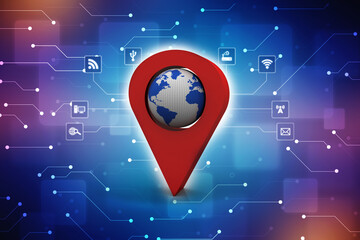 Poster - 3d rendering Red map pointer
