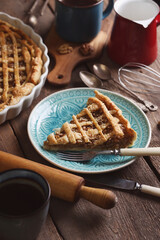 Wall Mural - pear pie on wooden board