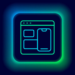 Glowing neon line Software, web developer programming code icon isolated on black background. Javascript computer script random parts of program code. Colorful outline concept. Vector