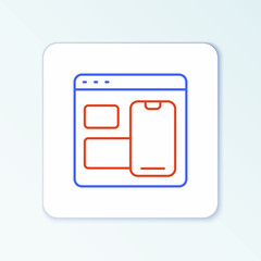 Line Software, web developer programming code icon isolated on white background. Javascript computer script random parts of program code. Colorful outline concept. Vector