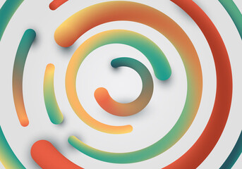 Wall Mural - 3d bright color rounded lines circles pattern on white background