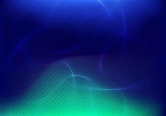 Poster - abstract technology futuristic network wave lines grid surface on neon glowing background