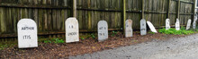 Halloween Headstones Display In Alley.