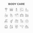 © artsterdam - Body care and cosmetics products icon design. Cosmetology, beauty and spa, skin care and treatment vector icons. Facial cosmetic, beauty salon, makeup, barber shop objects, natural organic beauty prod