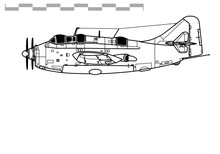 Fairey Gannet AS.1. Vector Drawing Of Anti Submarine Warfare Aircraft. Side View. Image For Illustration And Infographics.