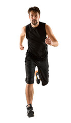 Sporty man running isolated