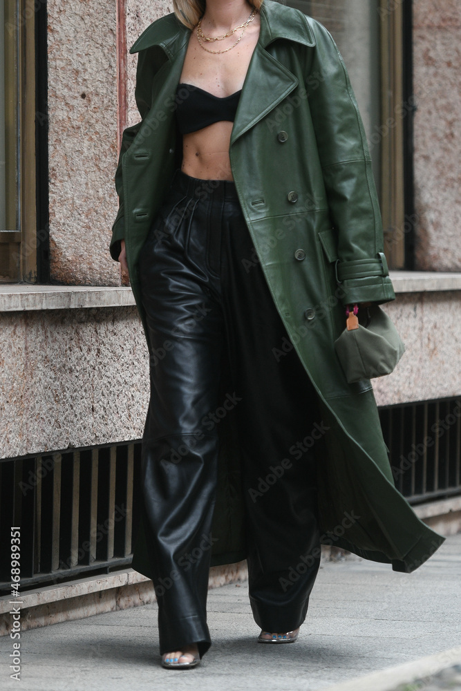 black leather jacket green backpack Trolley Warm Up Full Zip |