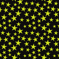 Aufkleber - Yellow stars on a black background. Seamless background with the same yellow stars.