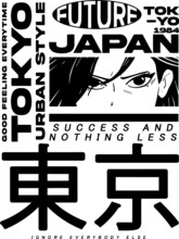 Japanese Slogan With Manga Face Translation: "Tokyo." Vector Design For T-shirt Graphics, Banner, Fashion Prints, Slogan Tees, Stickers, Flyer, Posters And Other Creative Uses	
