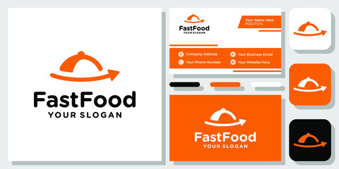 Wall Mural - Cover Food Arrow Forward Up Delivery Fast Restaurant Modern Logo Design with Business Card Template