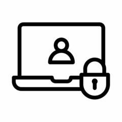 Wall Mural - laptop security user data protection single isolated icon with outline style