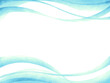 青い帯状のウェーブ上下背景素材イラスト手描き水彩風