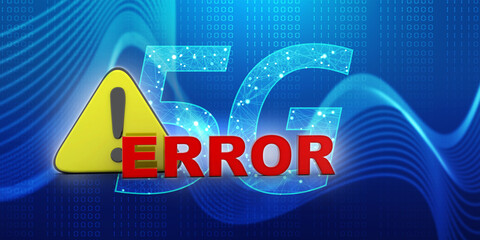 Poster - 3d rendering Exclamation sign with error
