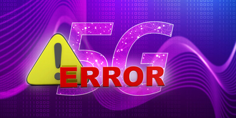 Poster - 3d rendering Exclamation sign with error
