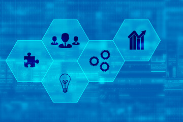 Poster - 2D Digital Abstract Business Networking background