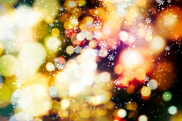 Holiday Christmas glowing color lights with sparkles, blurred bright Christmas abstract bokeh