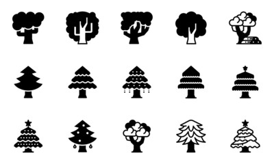 Poster - Tree Icons Vector Illustration , Ecology, Nature, Christmas tree