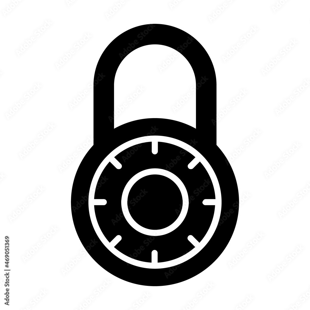 Combination lock or padlock flat vector icon for apps and websites ...