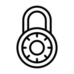 Combination lock or padlock line art vector icon for apps and websites