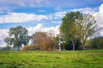 Wall Mural - scenic view of the dutch landscape in autumn. recreation area 't weegje near the city of gouda, the 