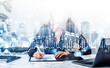 © ImageFlow - Businesswoman wearing suit is working on laptop and taking notes