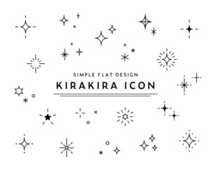 Wall Mural - キラキラアイコンのセット　シンプル　星　輝き　きらめき　綺麗　飾り　装飾　光　清潔　マーク　イラスト