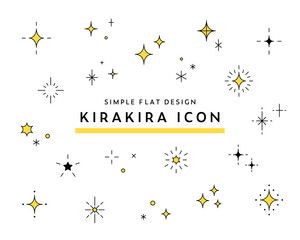 Wall Mural - キラキラアイコンのセット　シンプル　星　輝き　きらめき　綺麗　飾り　装飾　光　清潔　マーク　イラスト