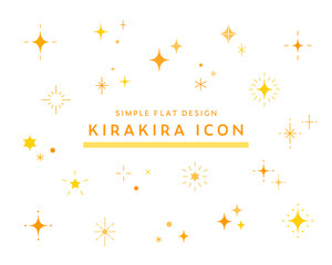 Wall Mural - キラキラアイコンのセット　シンプル　星　輝き　きらめき　綺麗　飾り　装飾　光　清潔　マーク　イラスト