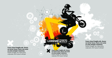 Wall Mural - Man riding motobike, extreme sport racing, vector illustration