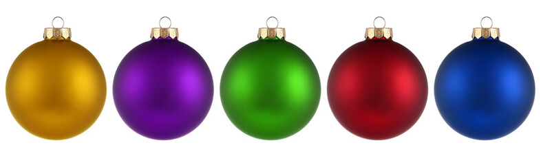 christmas balls isolated on white background. happy new year baubles bombs bulbs colorful decoration