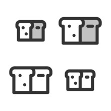 Pixel-perfect Linear Icon Of Bread Brick Built On Two Base Grids Of 32 X 32 And 24 X 24 Pixels. The Initial Base Line Weight Is 2 Pixels. In Two-color And One-color Versions. Editable Strokes