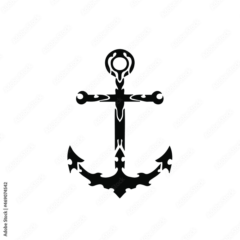 Tribal Anchor Logo. Tattoo Design. Stencil Vector Illustration 素材庫向量圖 ...
