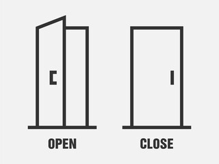 Poster - Close and open door icon vector sign isolated on white.