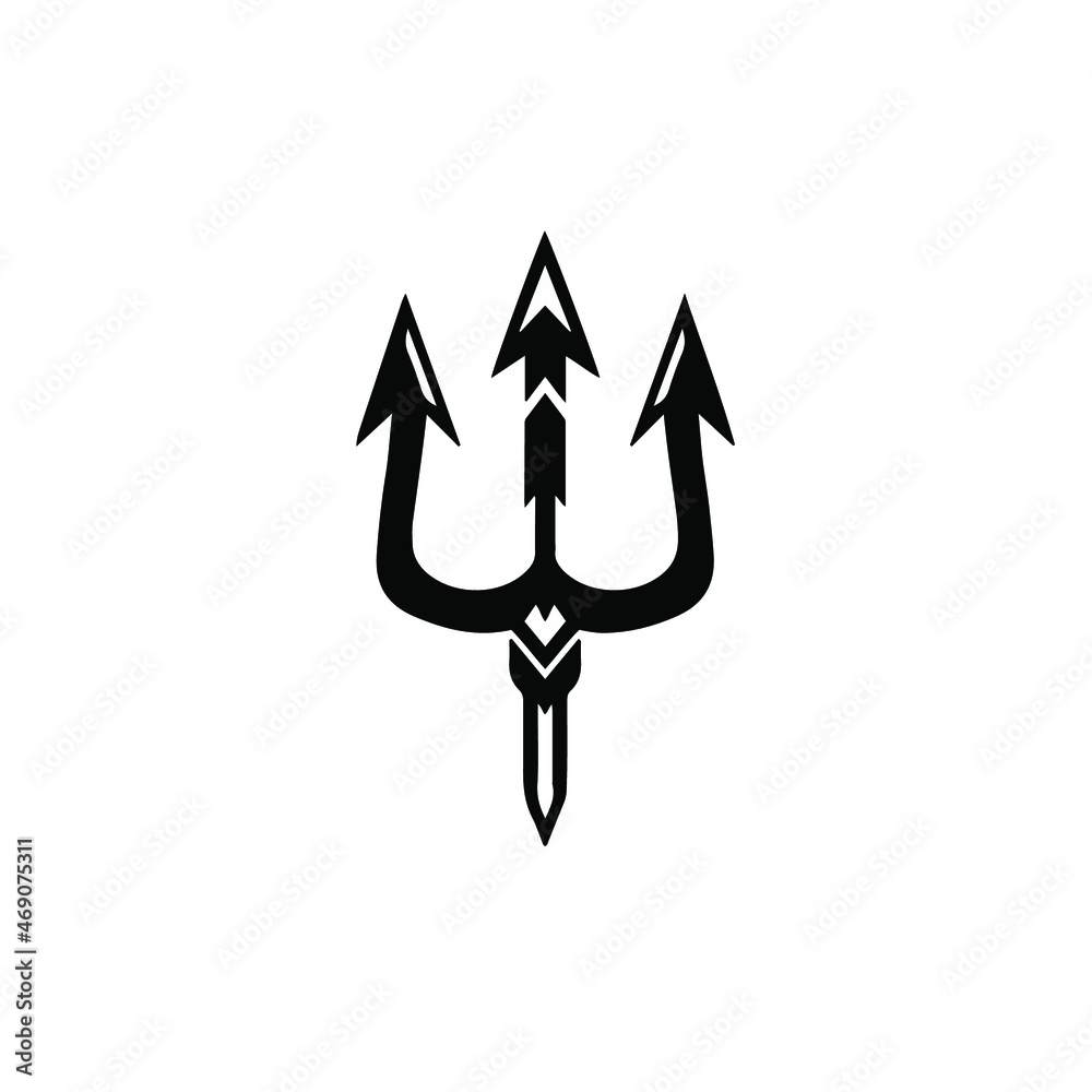 Trident Symbol Logo. Tribal Tattoo Design. Stencil Vector Illustration ...