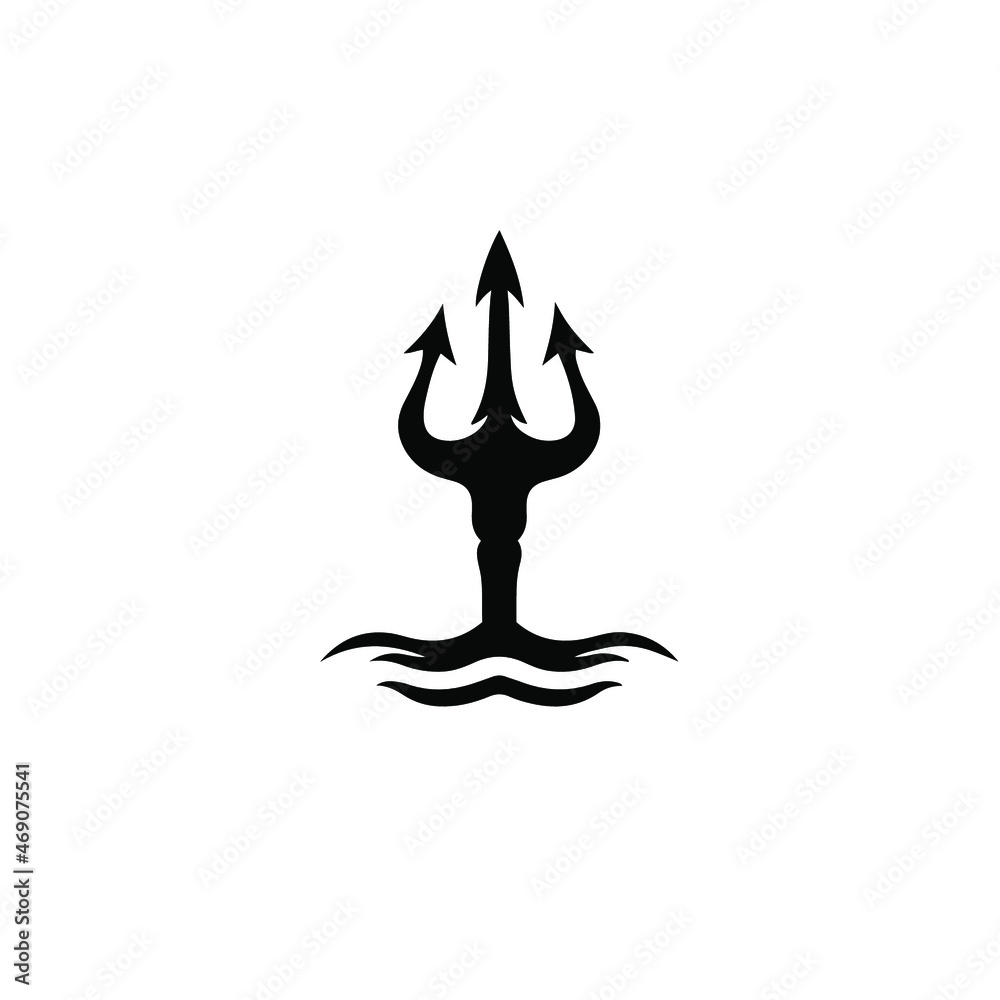 Trident Symbol Logo. Tribal Tattoo Design. Stencil Vector Illustration ...