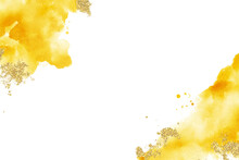 Yellow And Gold Watercolor Border Background