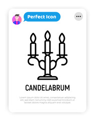 Wall Mural - Candelabrum thin line icon. Modern vector illustration of retro candlestick.